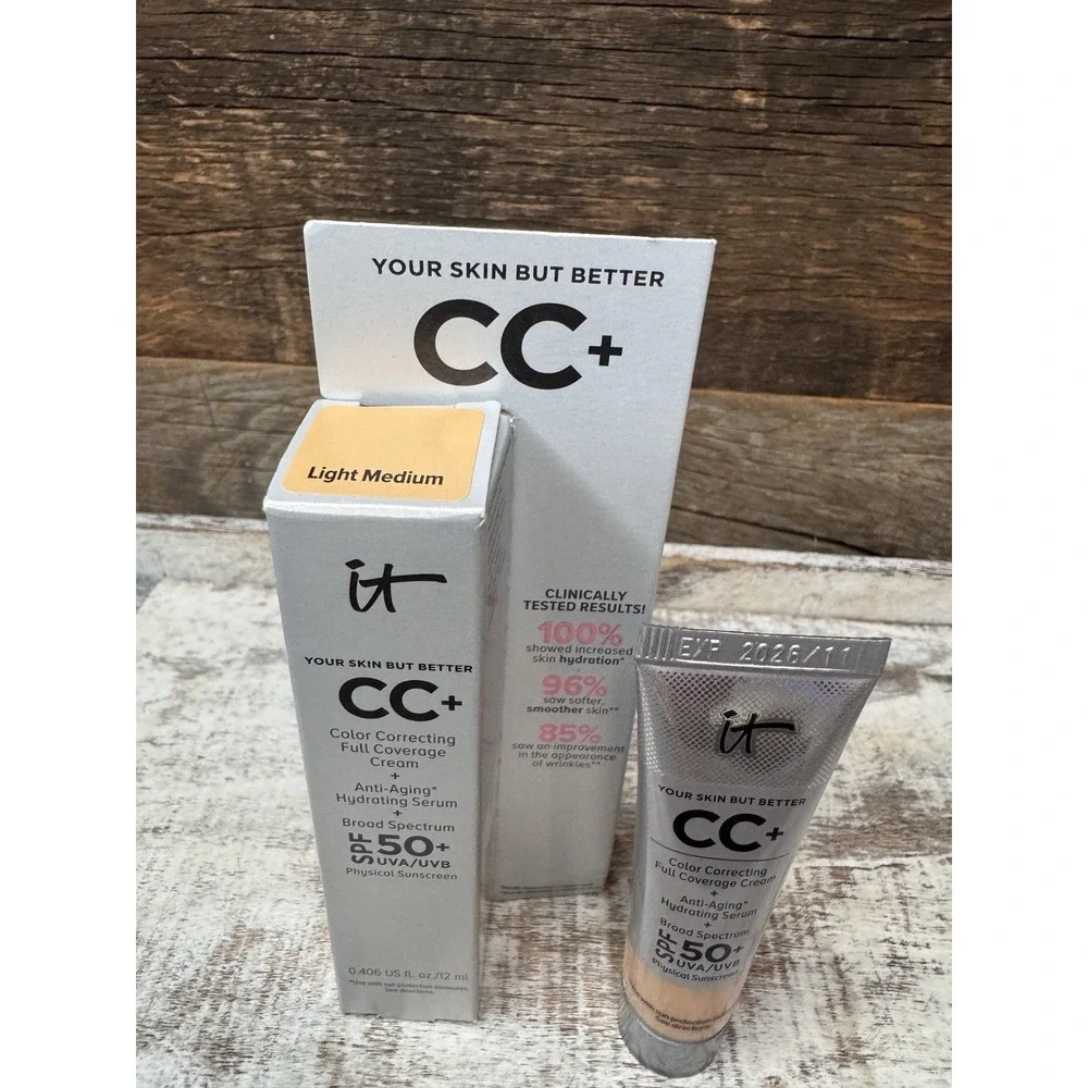 IT Cosmetics CC+ Cream Light Medium 12ml | Travel Size SPF 50 | MSRP = $22